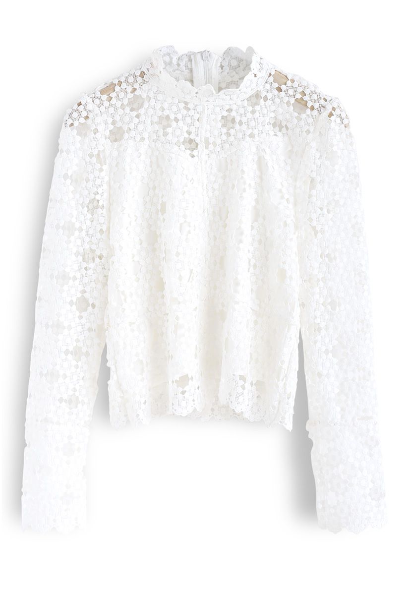 The Light Is Here Eyelet Crochet Top in White - Retro, Indie and Unique ...