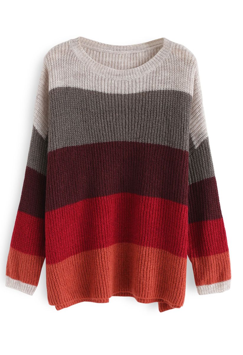It's A Colorful Day Oversize Sweater in Wine