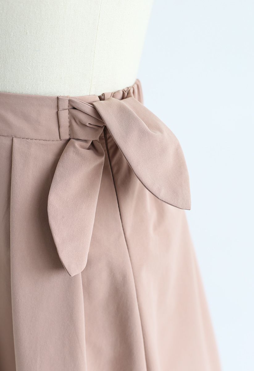 Cover Your Basics Knot Midi Skirt in Coral