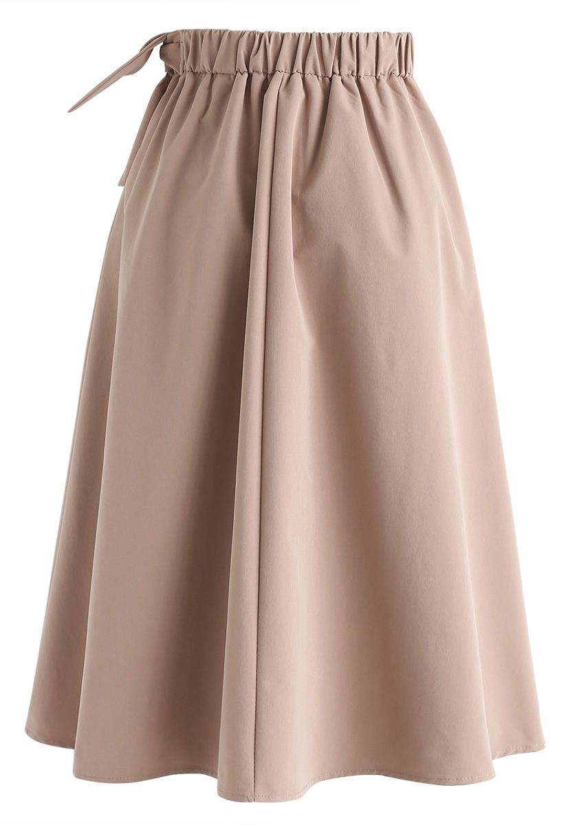 Cover Your Basics Knot Midi Skirt in Coral