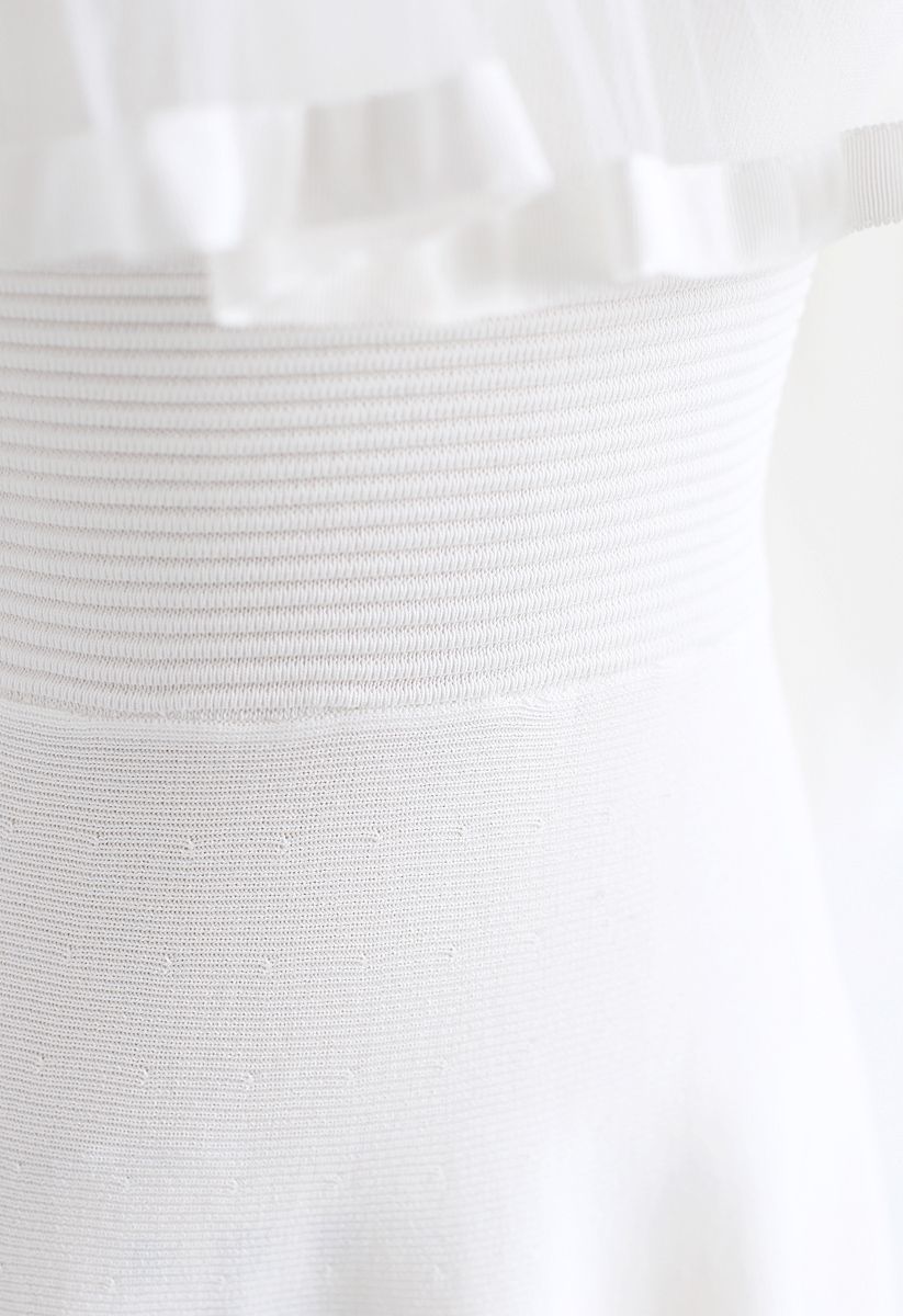 Elegant Instance Off-Shoulder Knit Dress in White