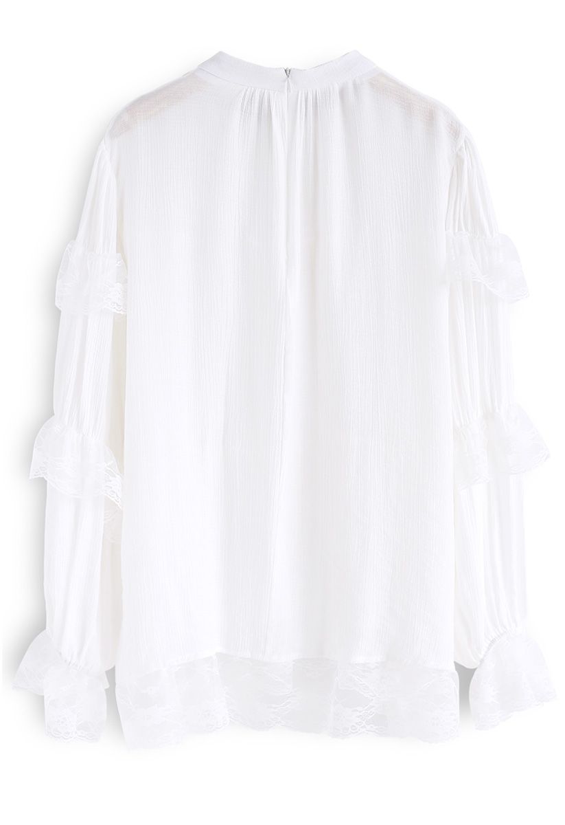 Aesthetic Feeling Lace Ruffle Top in White - Retro, Indie and Unique ...