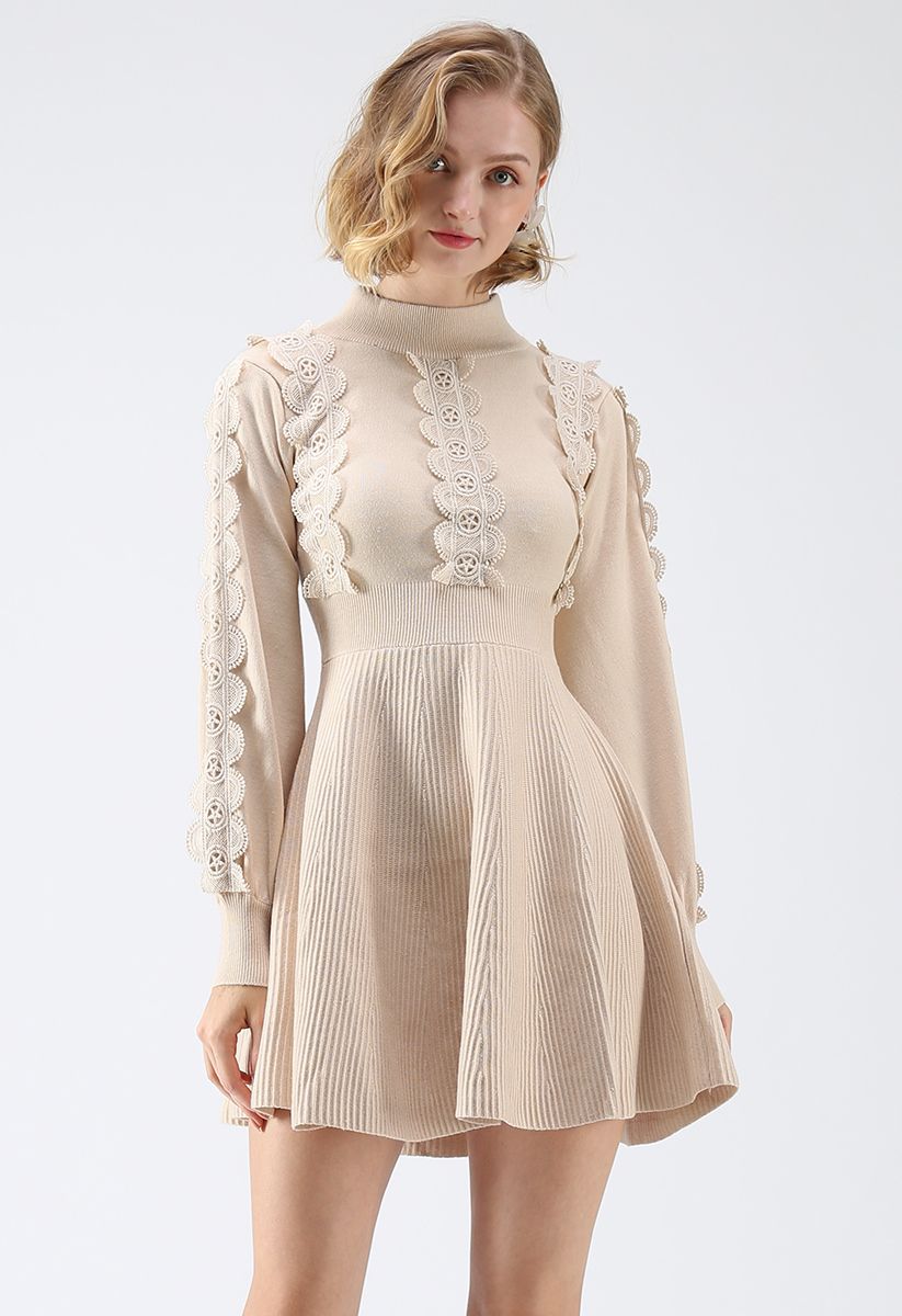 Amiable Attraction Crochet A-Lined Knit Dress in Cream - Retro, Indie and  Unique Fashion