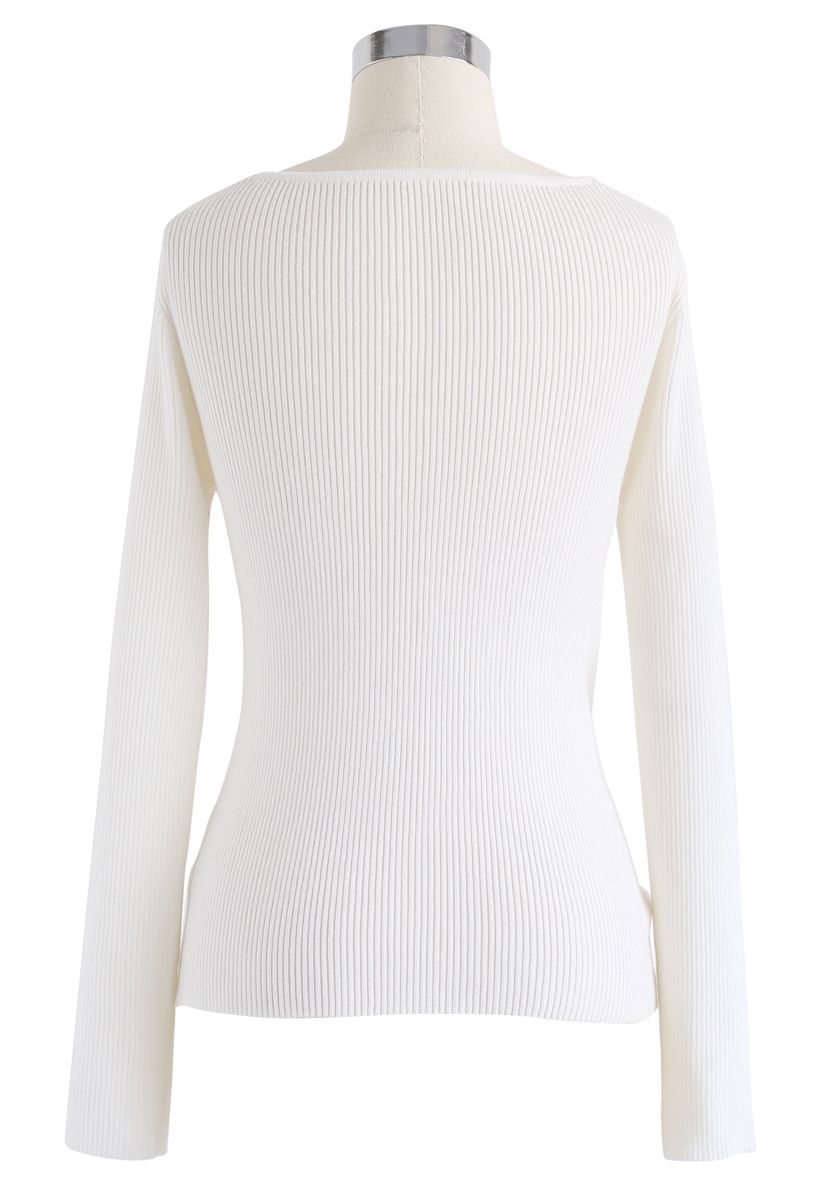 Lust for Freedom Cross Wrap Knit Top in White