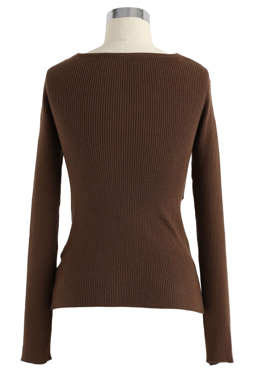 Lust for Freedom Cross Wrap Knit Top in Caramel - Retro, Indie and ...