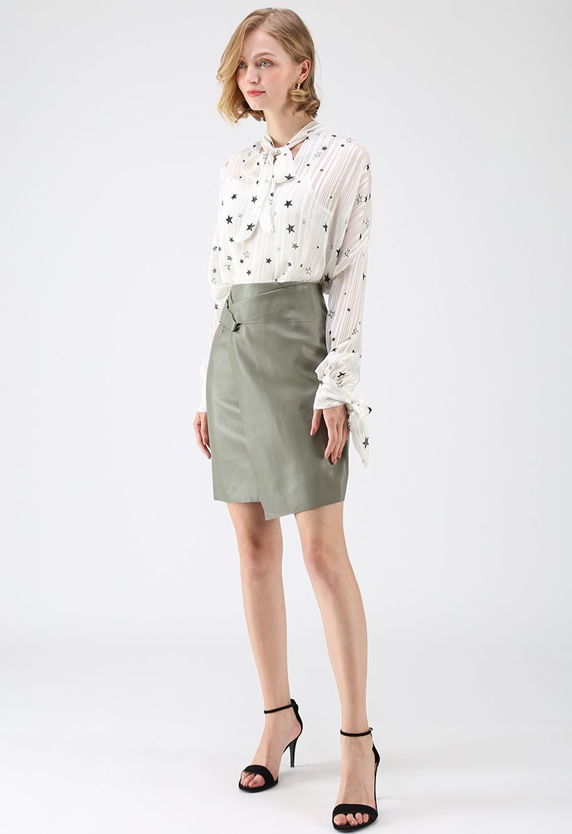 Sooner or Later Flap Leather Skirt in Olive - Retro, Indie and Unique ...