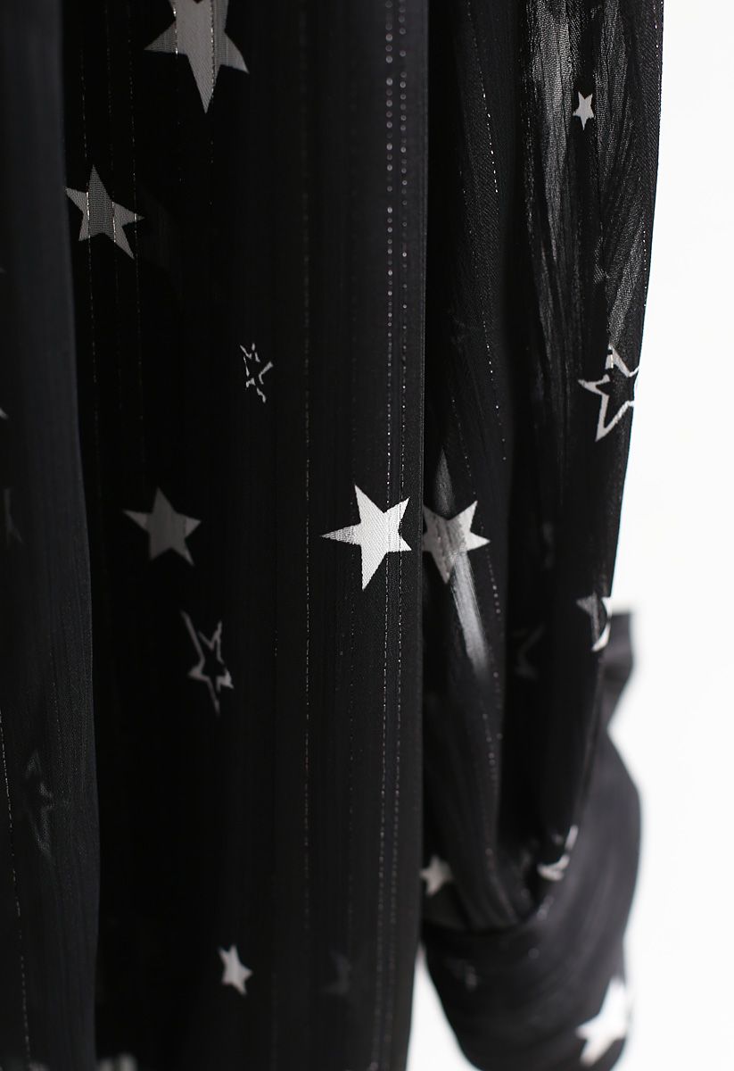Your Sassy Star Bowknot Semi-Sheer Top in Black