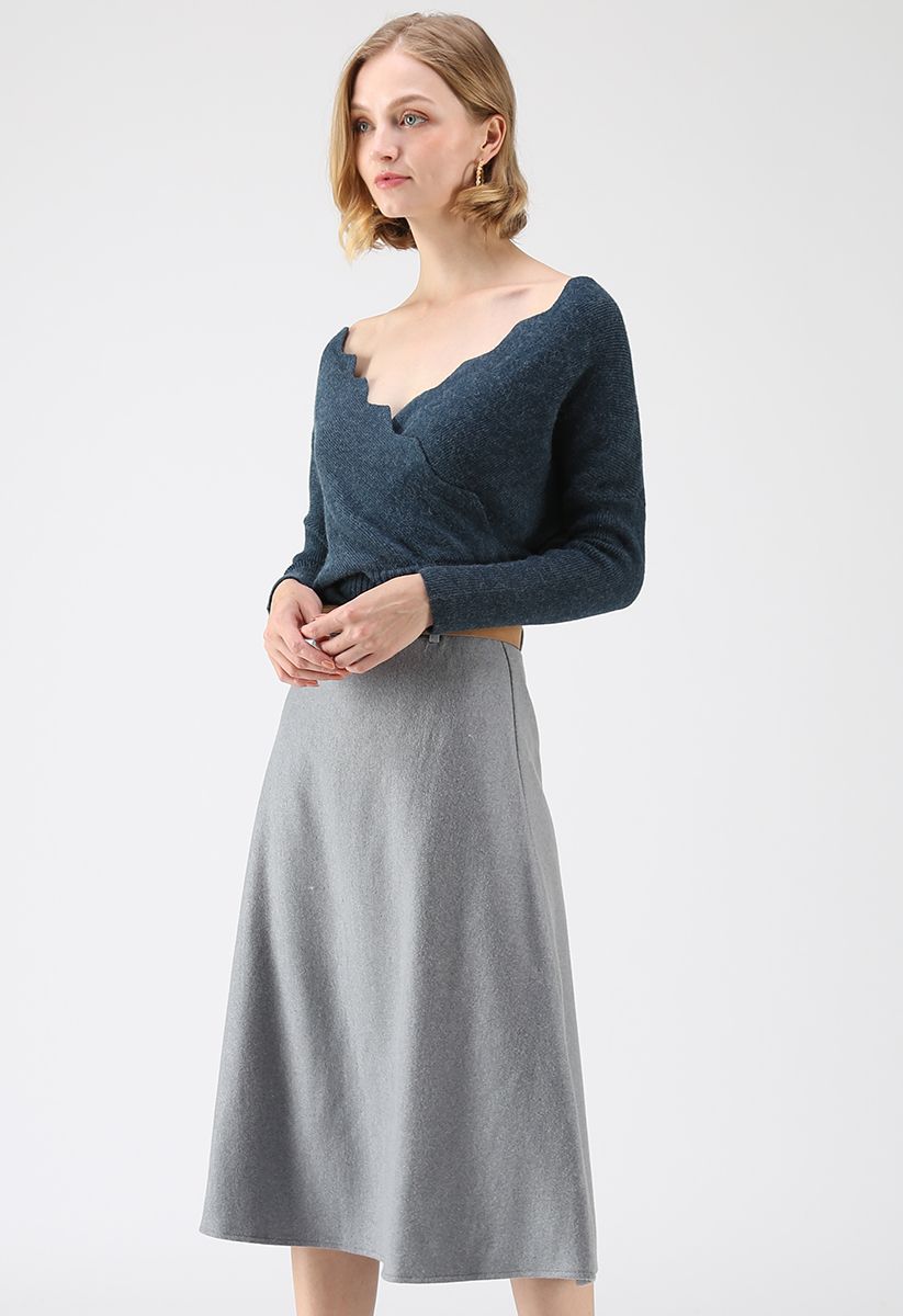 Outstanding Position A-Line Skirt in Grey