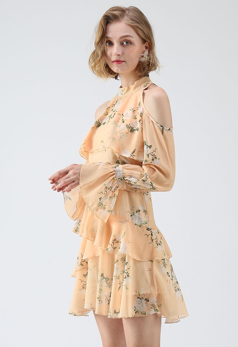 Gardenia Impress Cold-Shoulder Chiffon Dress - Retro, Indie and Unique ...