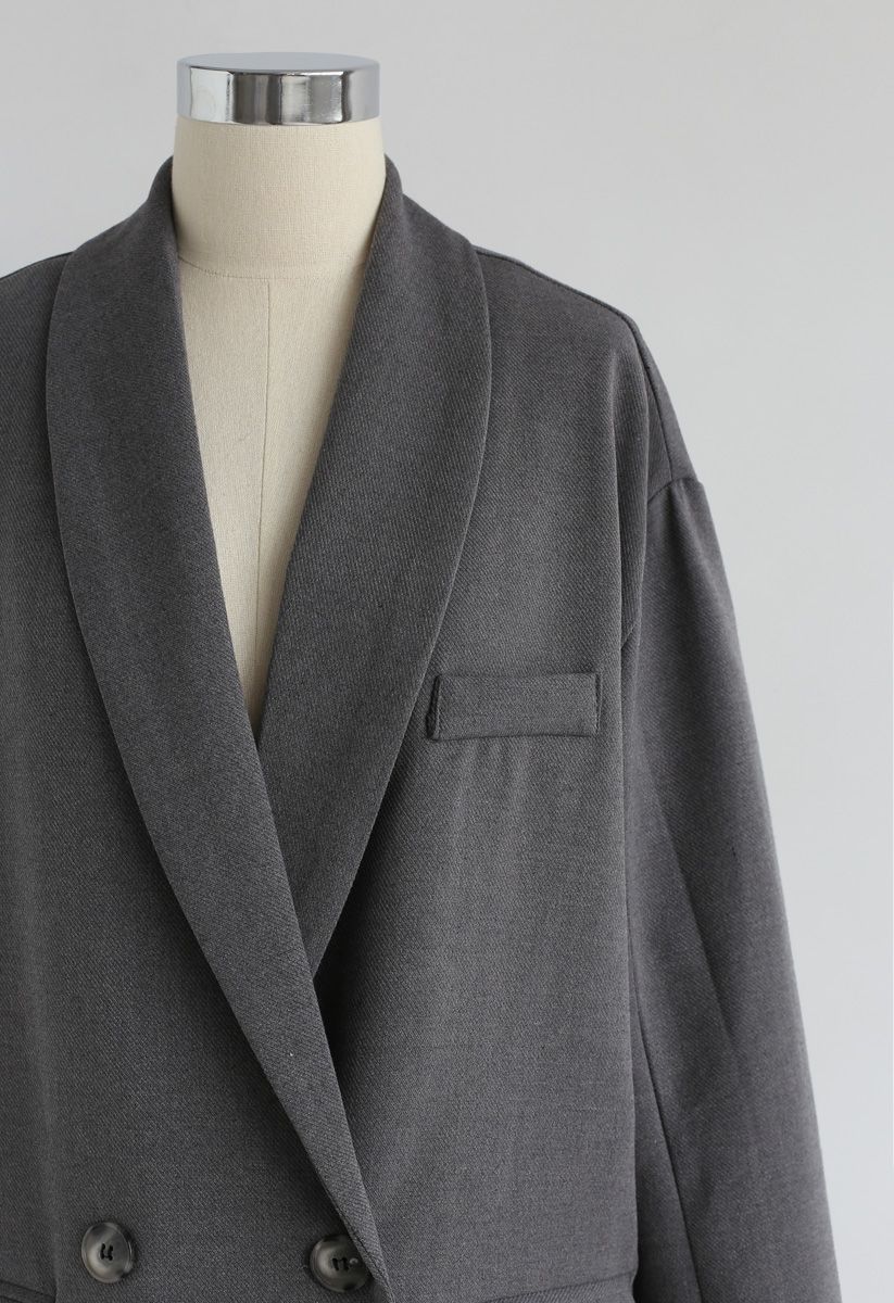 Right For Me Double-Breasted Blazer in Grey - Retro, Indie and Unique ...