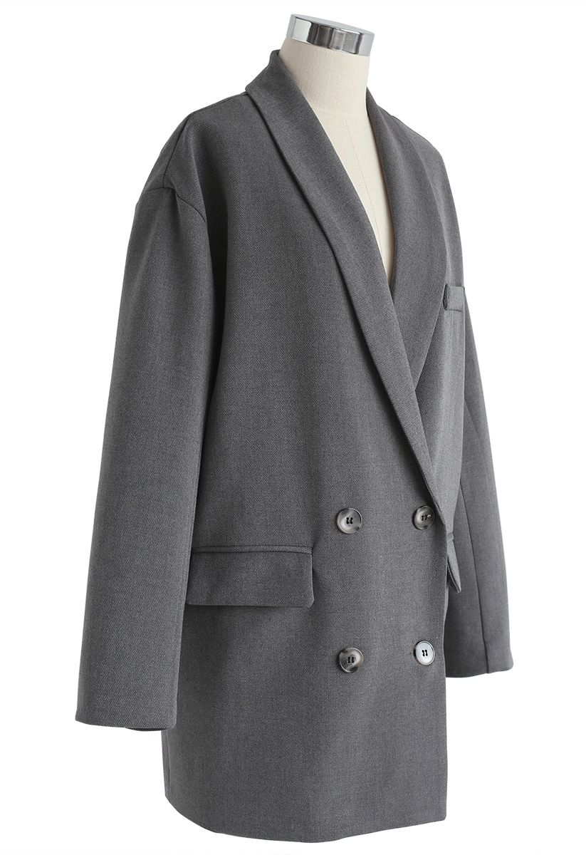 Right For Me Double-Breasted Blazer in Grey - Retro, Indie and Unique ...