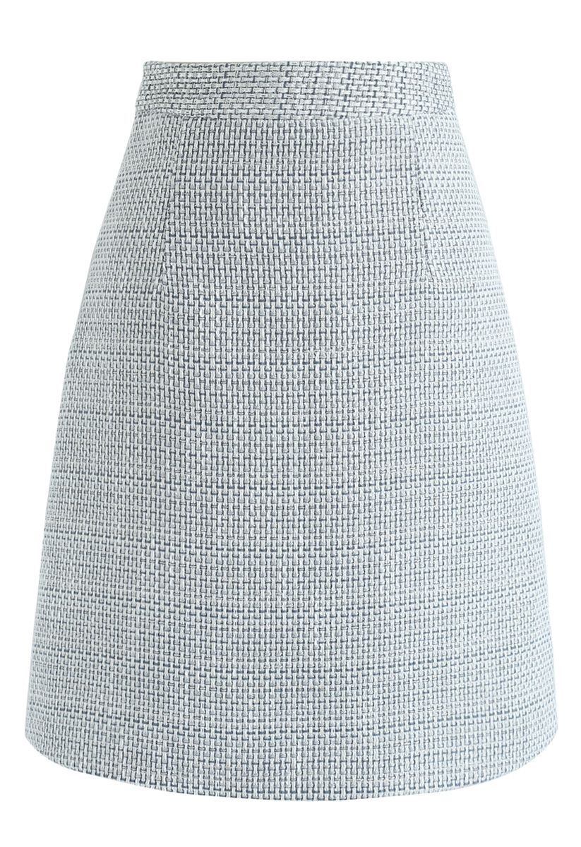 Stand There Texture Tweed Bud Skirt in Blue - Retro, Indie and Unique ...