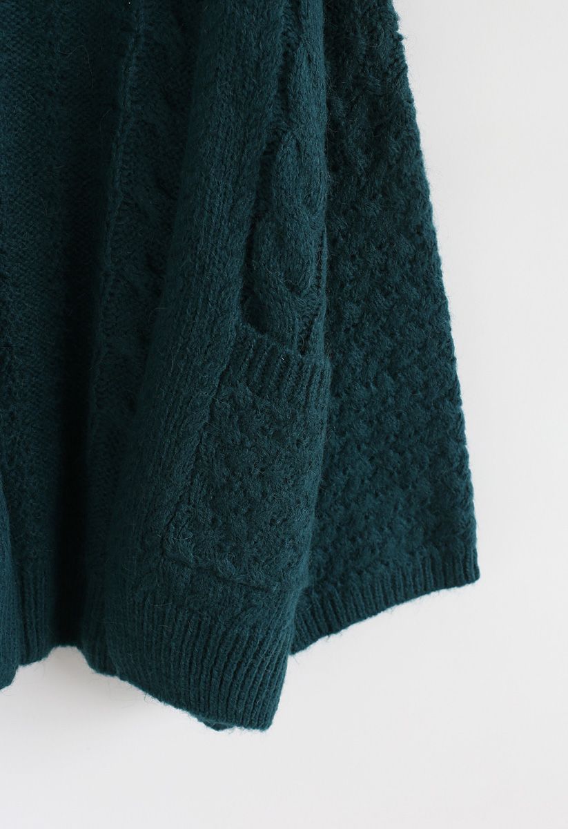 Back in Time Knit Cardigan in Dark Green - Retro, Indie and Unique Fashion