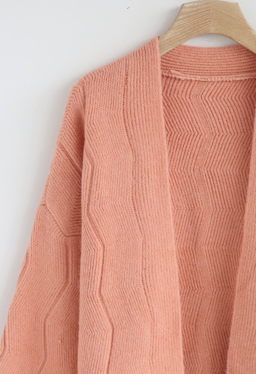 To the Neverland Longline Cardigan in Peach