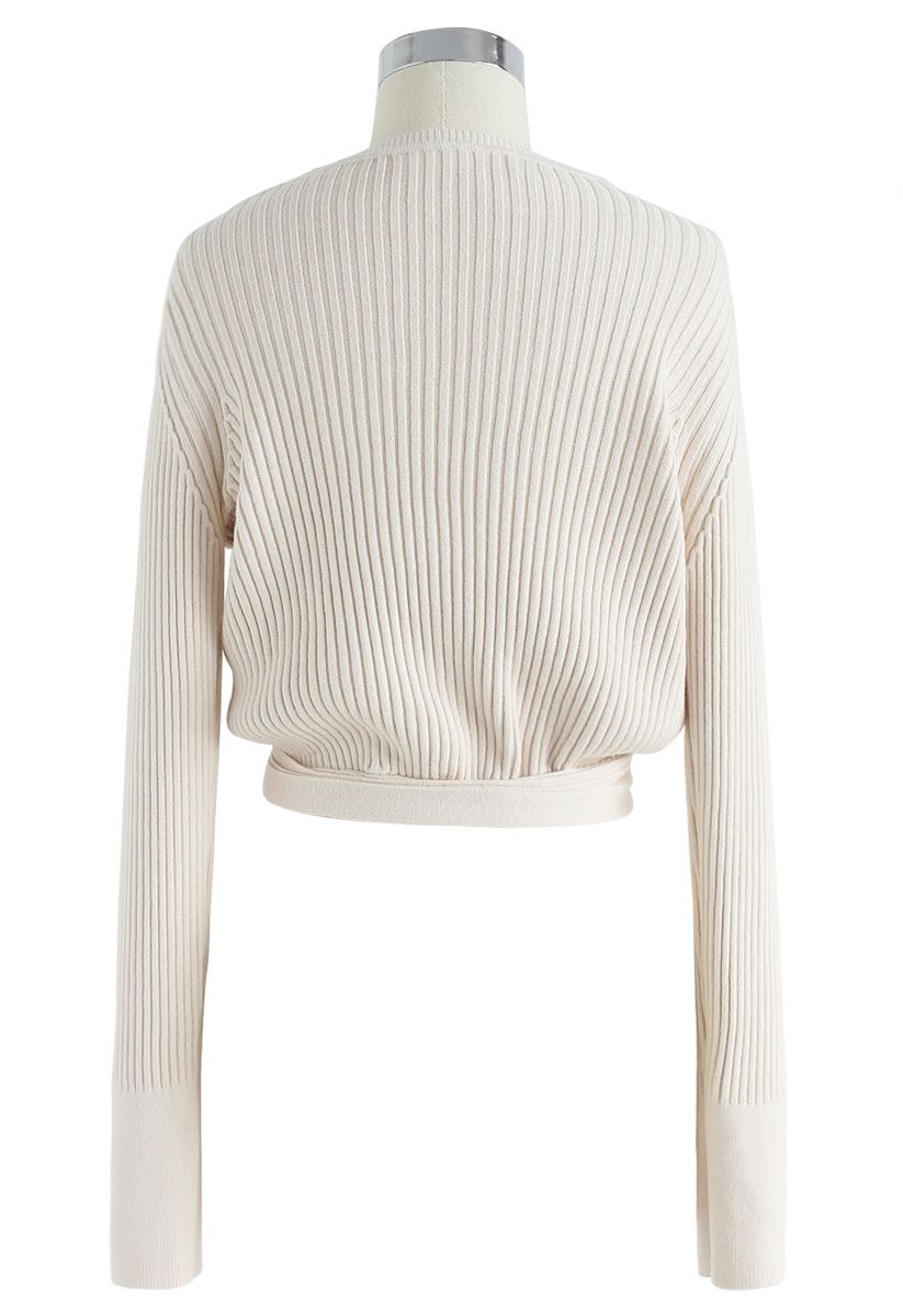 True Colors Knit Wrap Top in Ivory