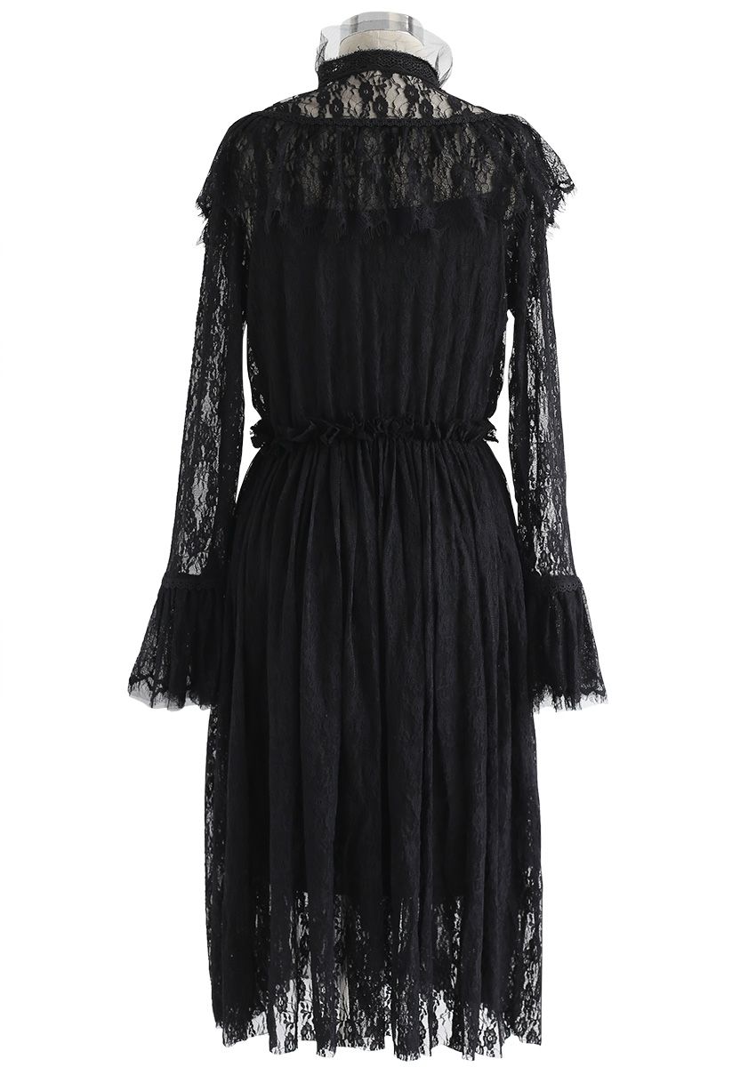 What About Us Ruffle Lace Dress in Black - Retro, Indie and Unique Fashion
