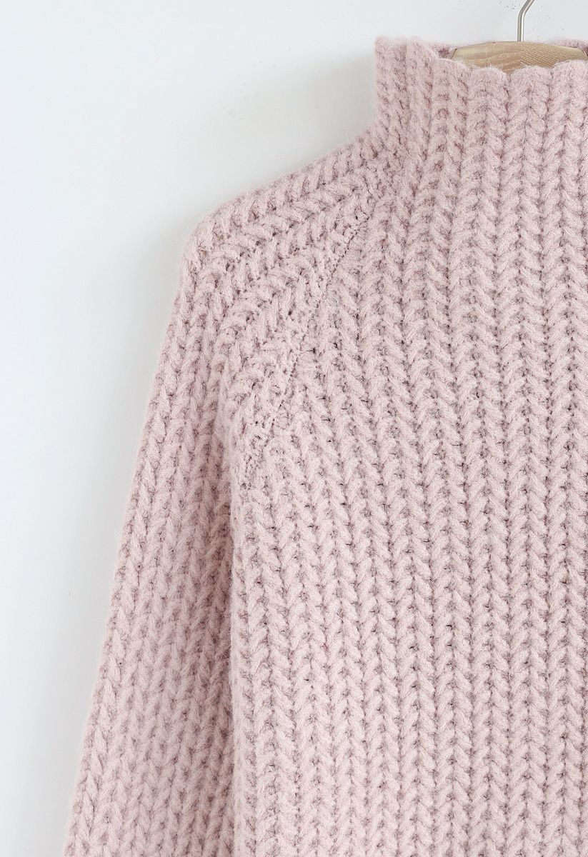 All My Love Chunky Knit Turtleneck Sweater in Pink