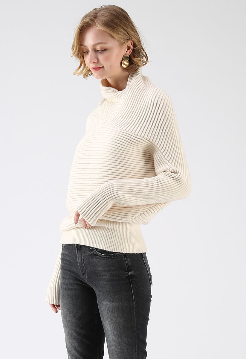 Try Something Different Ribbed Knit Sweater in Ivory