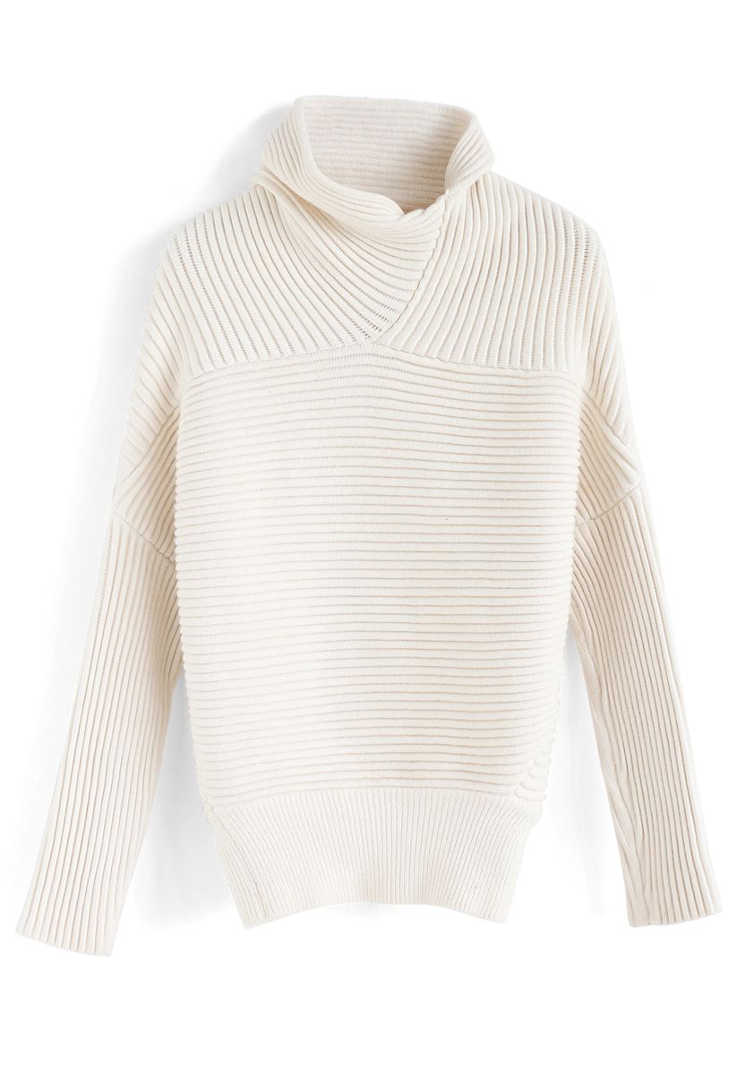 Try Something Different Ribbed Knit Sweater in Ivory