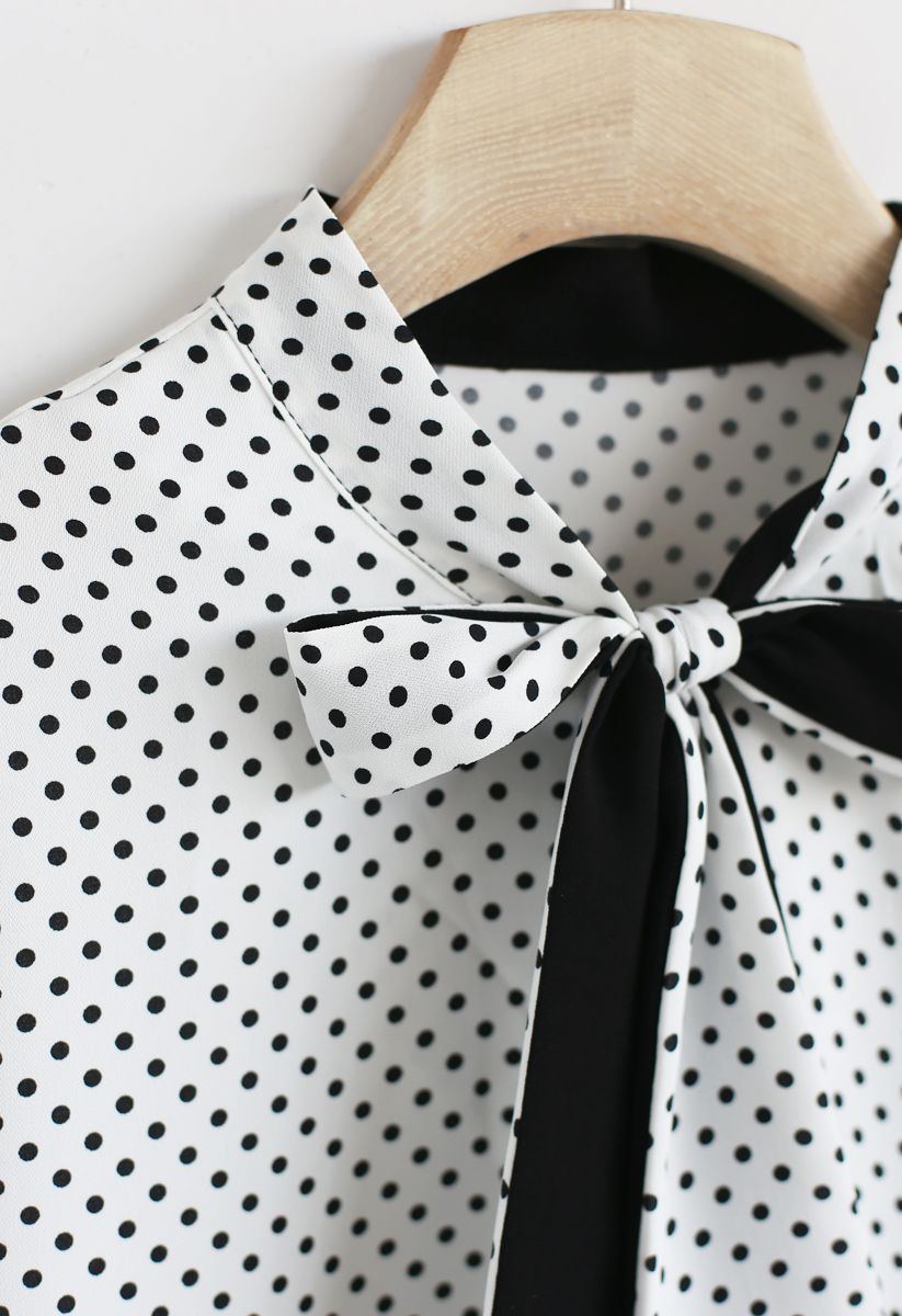Pretty Little Dots Bowknot Top in White