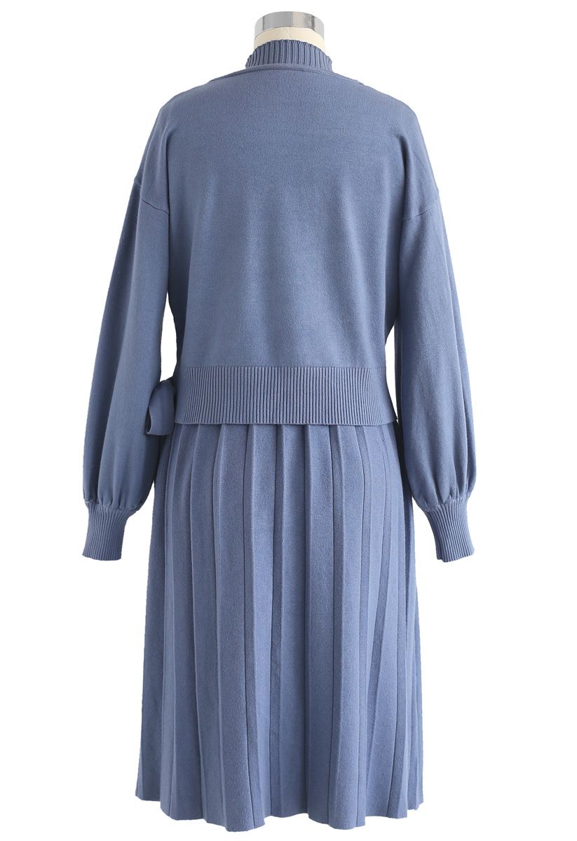 Found My Soulmate Knit Twinset Dress in Blue