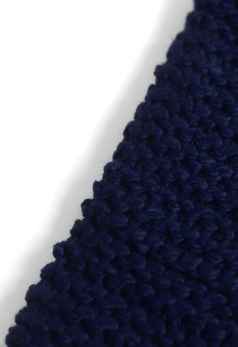 Keeping You Warm Hand Knit Scarf in Navy