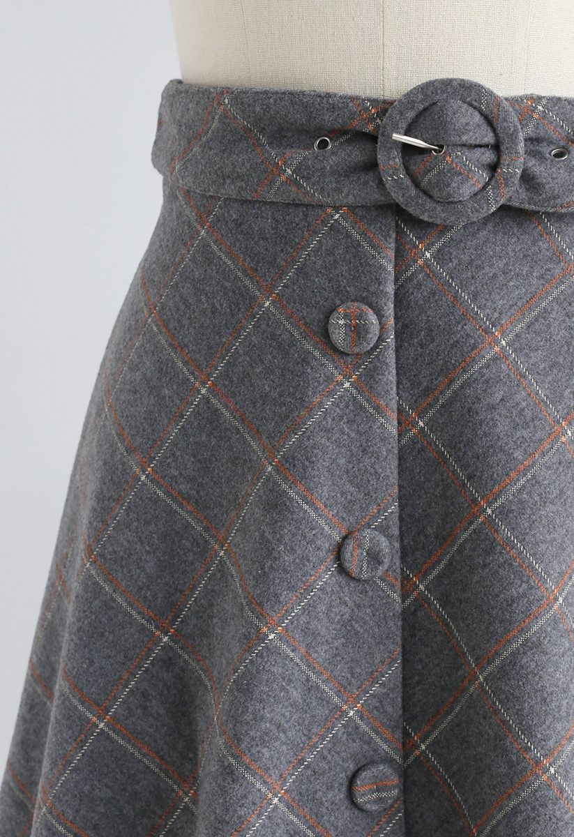Weekday Unwind Belted Wool-Blend Skirt in Grey