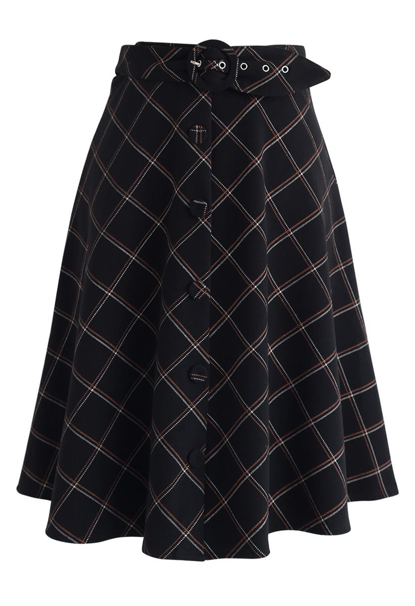 Weekday Unwind Belted Wool-Blend Skirt in Black
