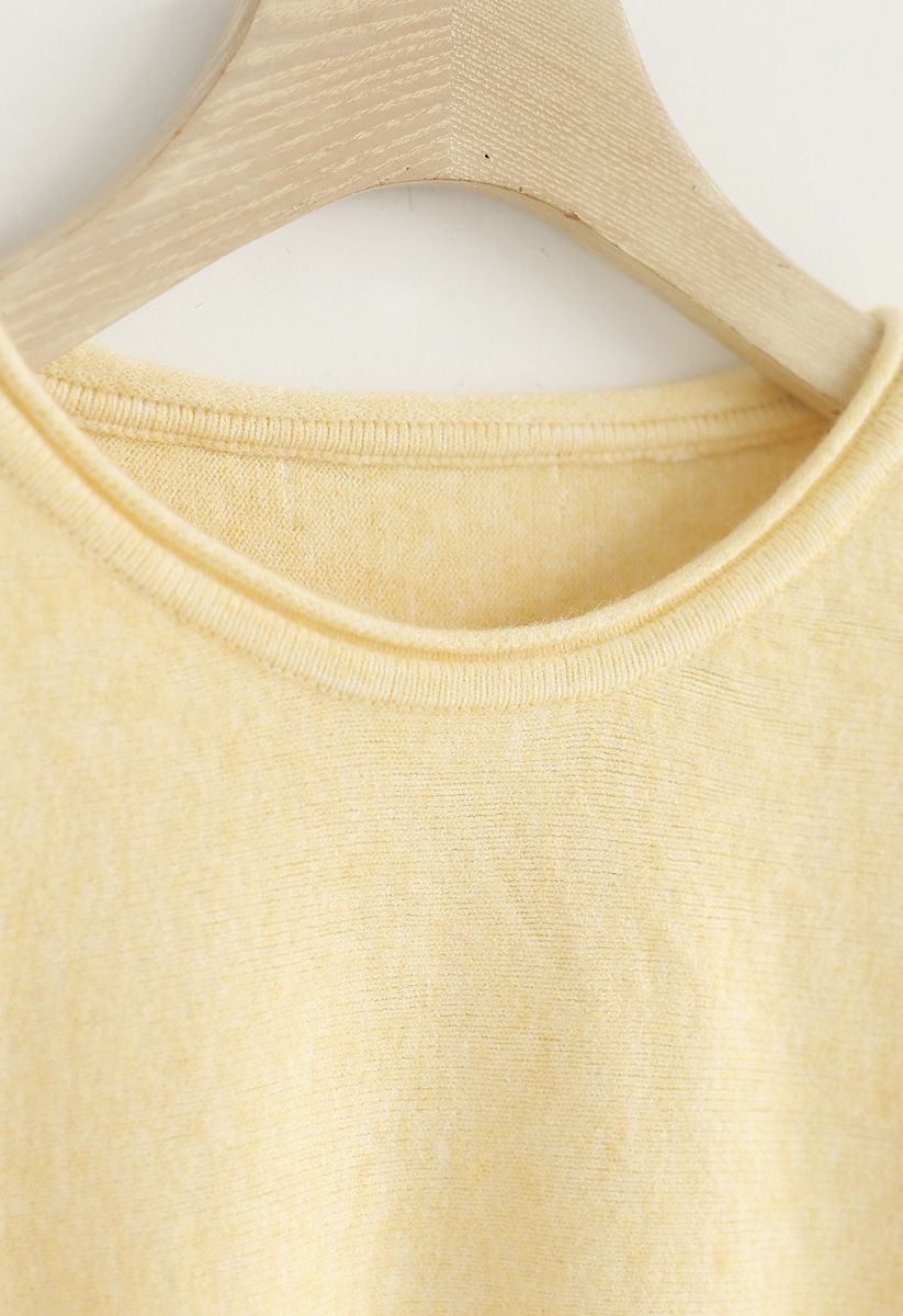 Dreamy Macaron Bubble Sleeves Knit Sweater in Yellow