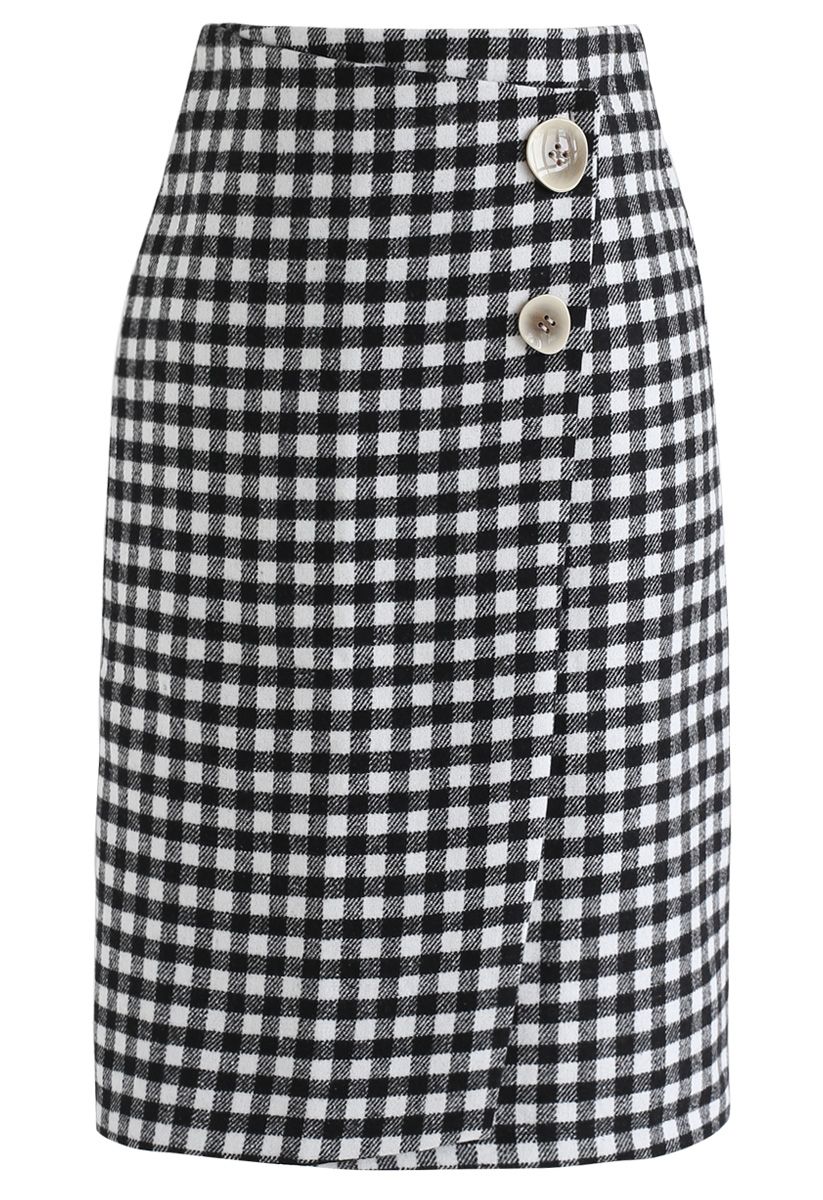 Must Pick You Wool-Blended Skirt in Gingham - Retro, Indie and Unique ...