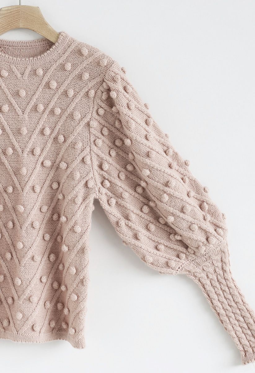 Ingenuous Girl Hand Knit Pom-Pom Sweater