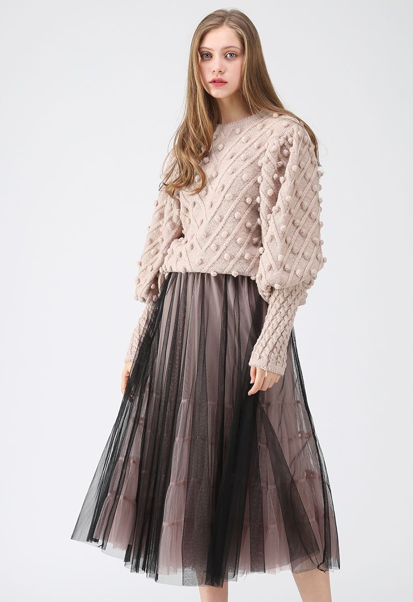 Admired Posture Mesh Tulle Midi Skirt in Black - Retro, Indie and ...