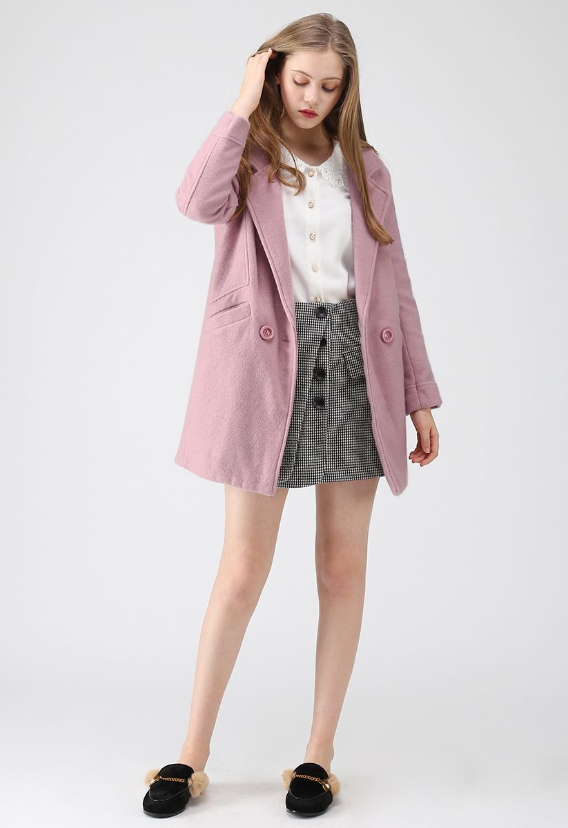 Take Up the Challenge Wool-Blend Coat in Pink