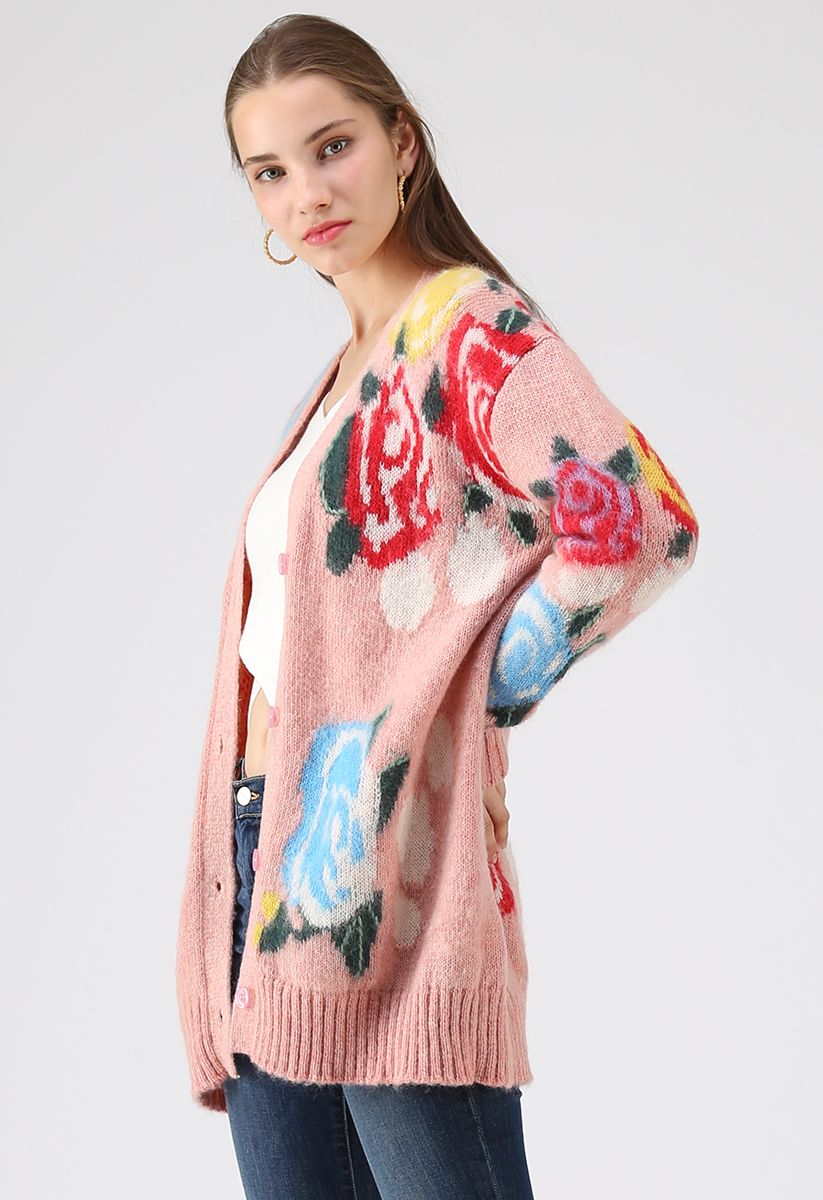 Embrace the Flowers Fluffy Knit Cardigan
