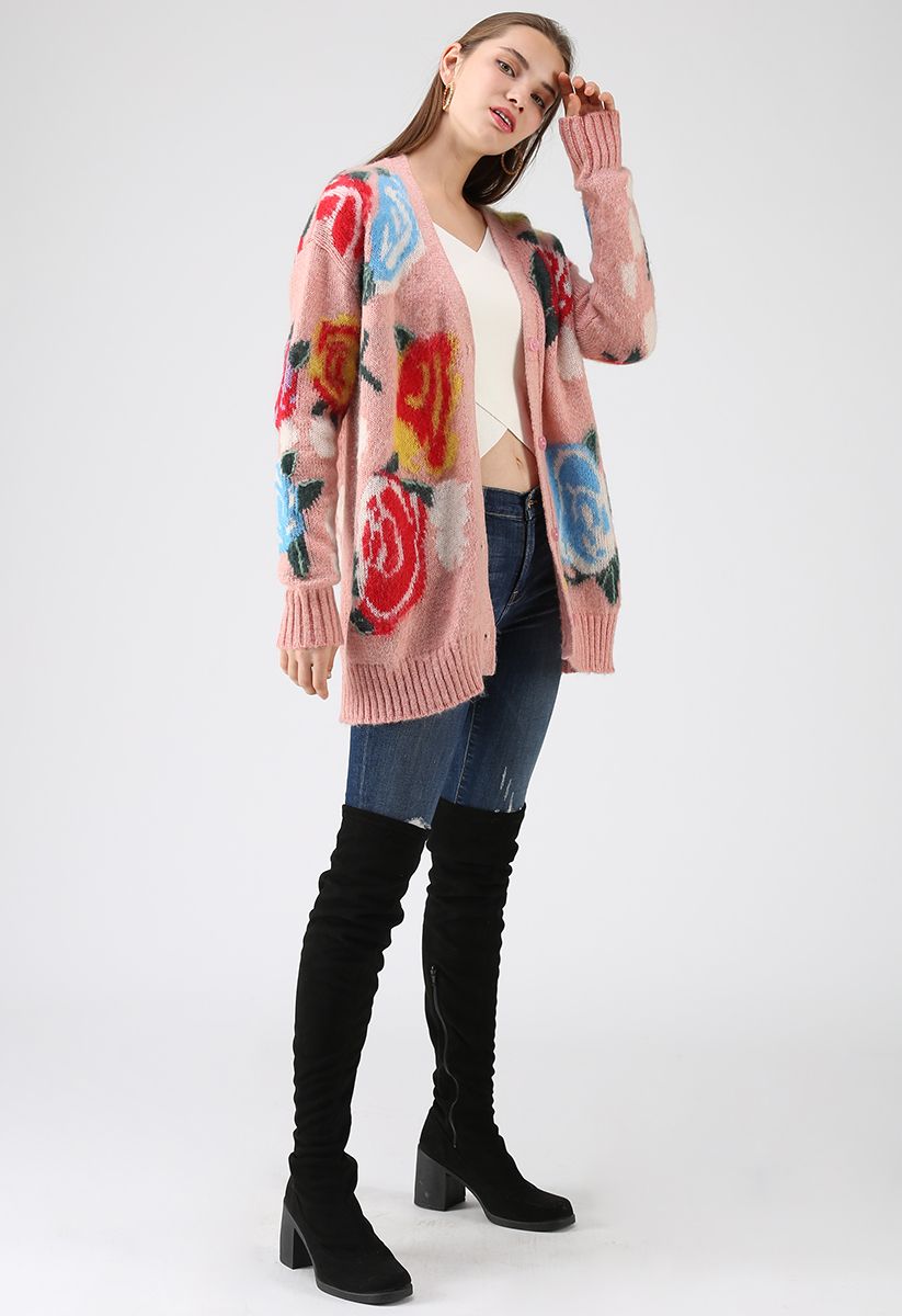 Embrace the Flowers Fluffy Knit Cardigan