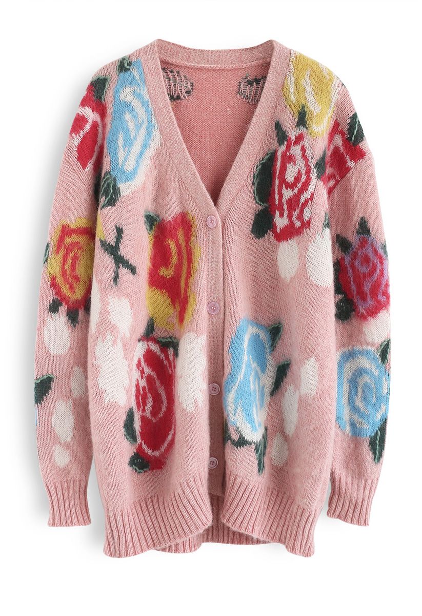 Embrace the Flowers Fluffy Knit Cardigan - Retro, Indie and Unique Fashion