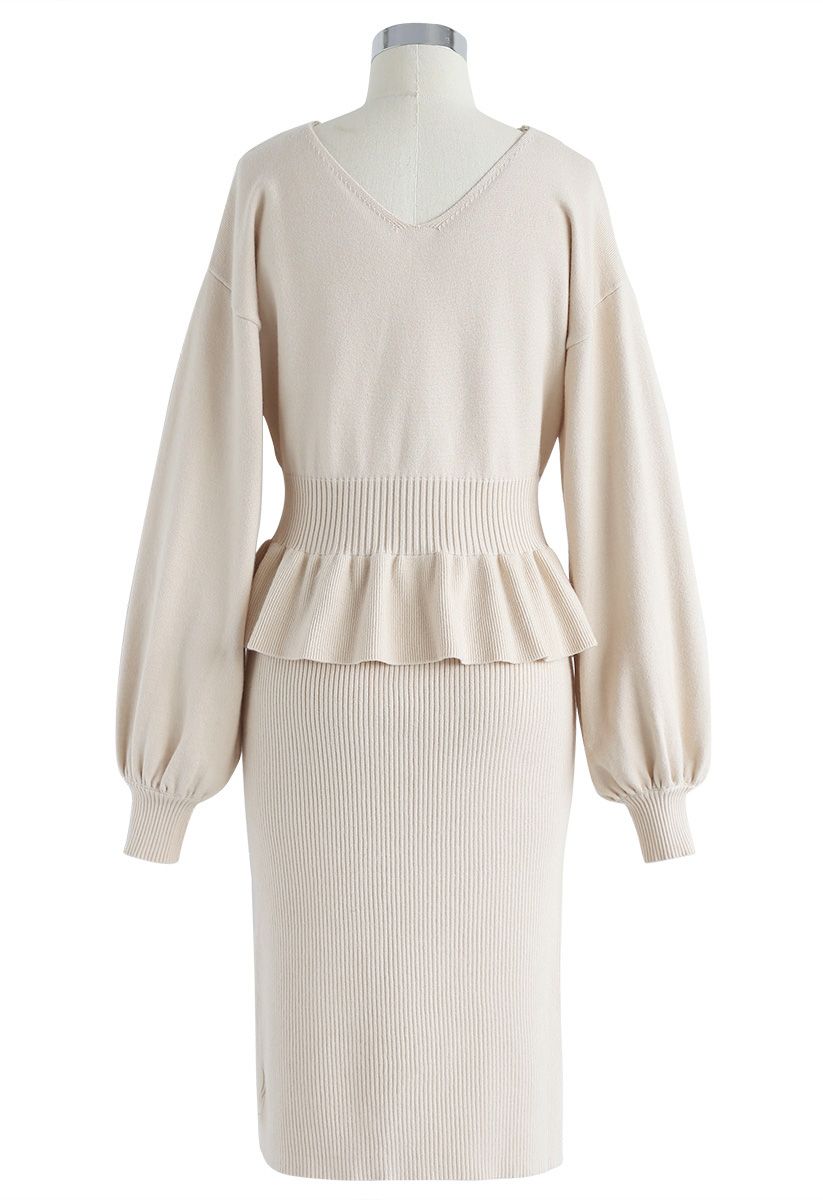 Surrounding Sweetness Knit Twinset Dress in Cream