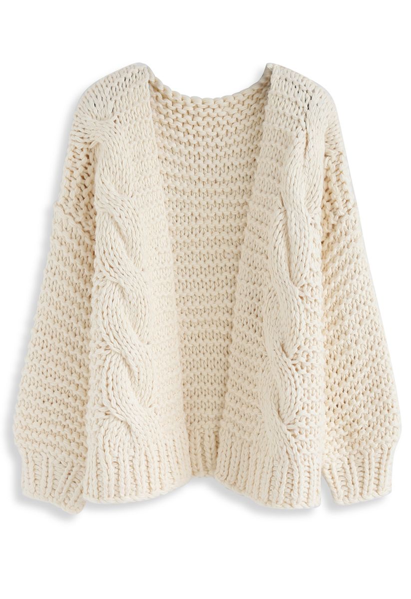 Good To Be Chunky Knit Cardigan in Cream - Retro, Indie and Unique Fashion