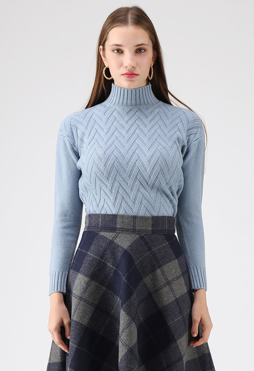 Automatic Love Knit Sweater in Blue