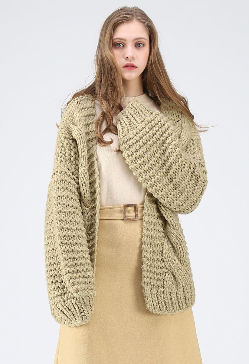 Classic Vintage Chunky Cable Knitted Cardigan 