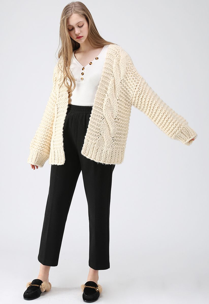 Good To Be Chunky Knit Cardigan in Cream