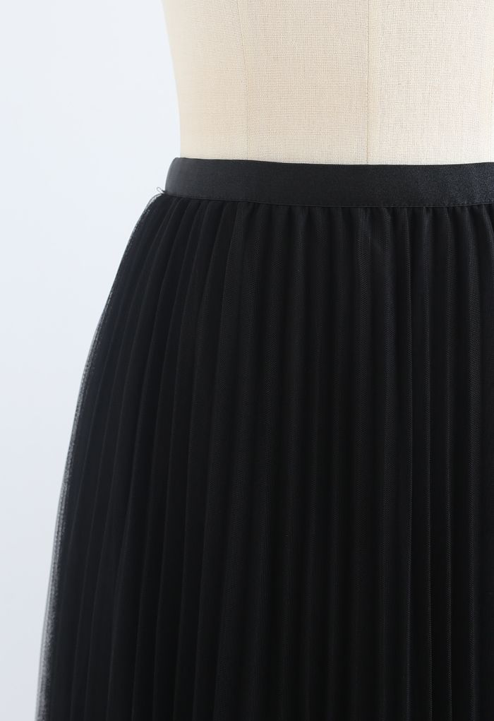 Call out Your Name Pleated Mesh Skirt in Black - Retro, Indie and ...