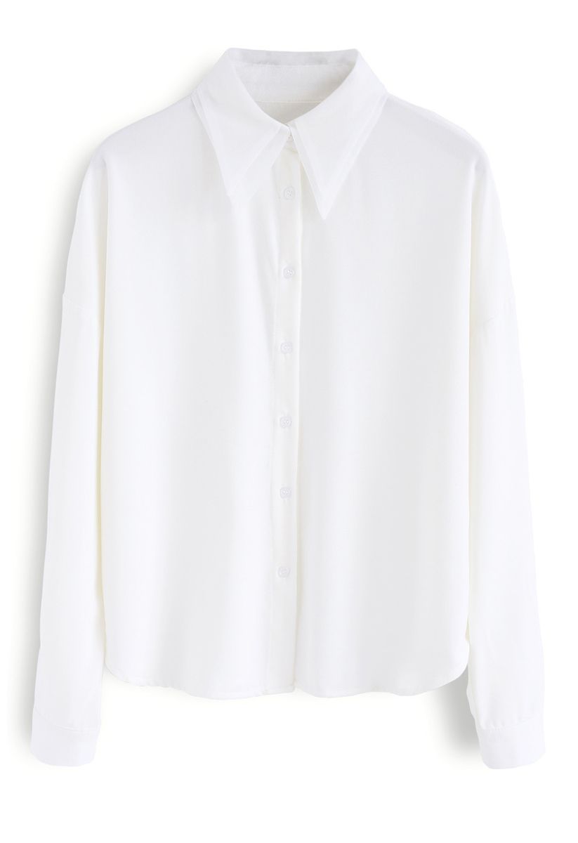 Elevated Basic Chiffon Shirt in White