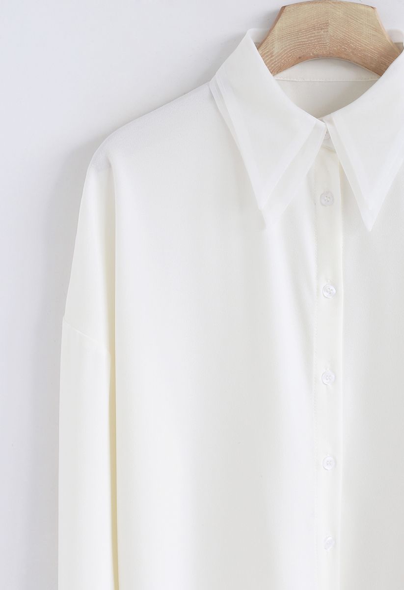 Elevated Basic Chiffon Shirt in White - Retro, Indie and Unique Fashion
