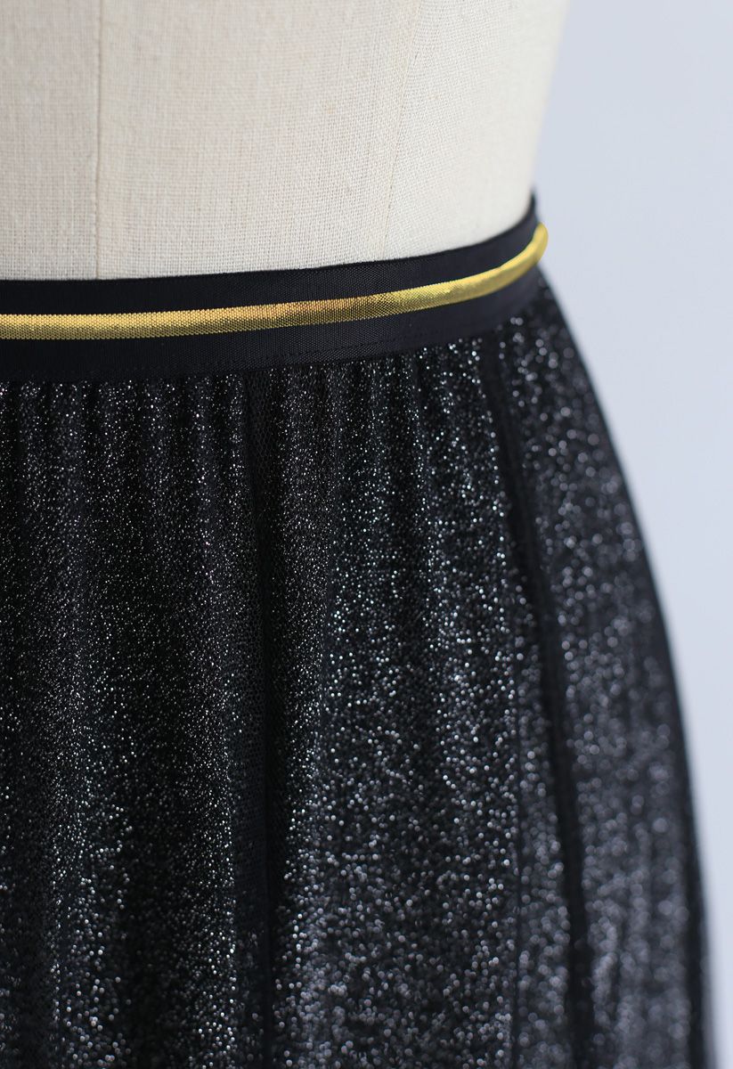 My Secret Garden Tulle Maxi Skirt in Glitter Black