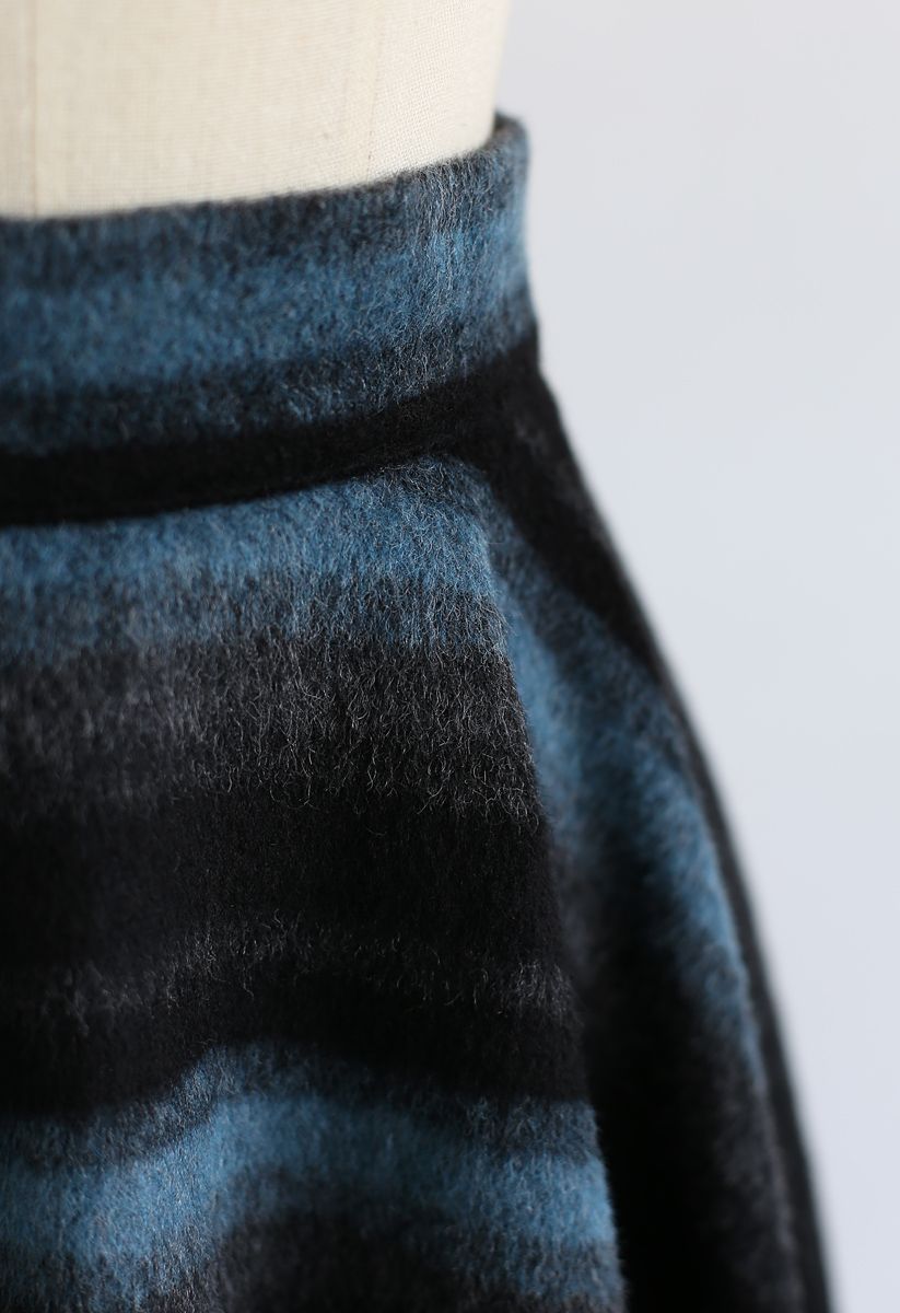 Swirl in Stripe Woolen A-Line Midi Skirt
