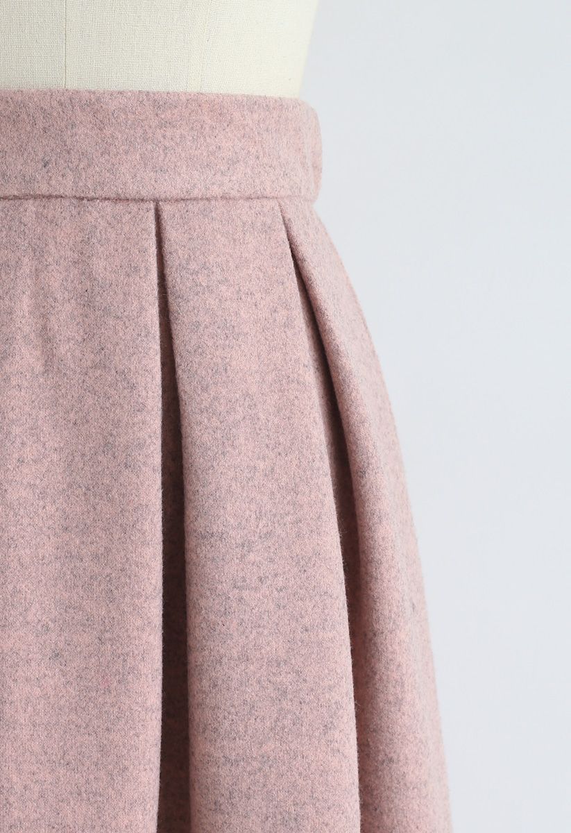 Sweet Distance Wool-Blended Midi Skirt in Pink