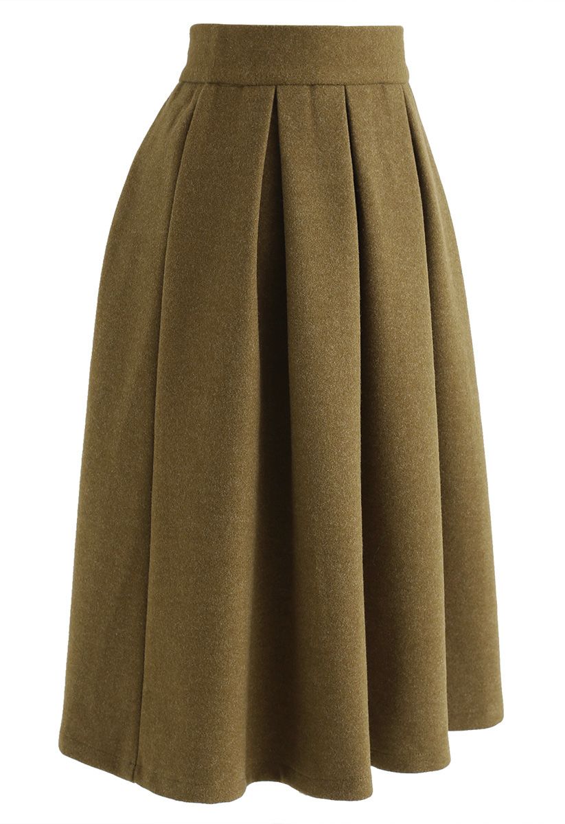 Sweet Distance Wool-Blended Midi Skirt in Ginger - Retro, Indie and ...