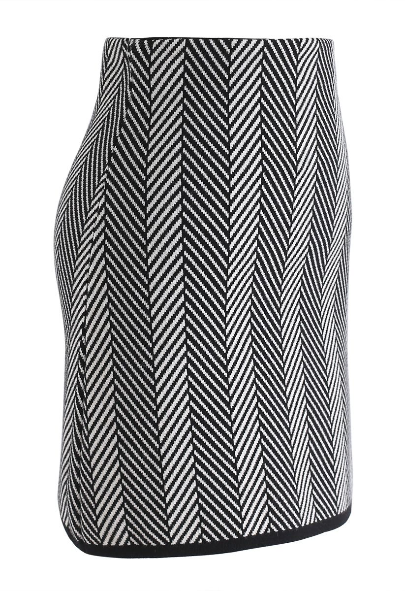 Rather Be Slant Stripes Knit Bud Skirt in Black - Retro, Indie and ...