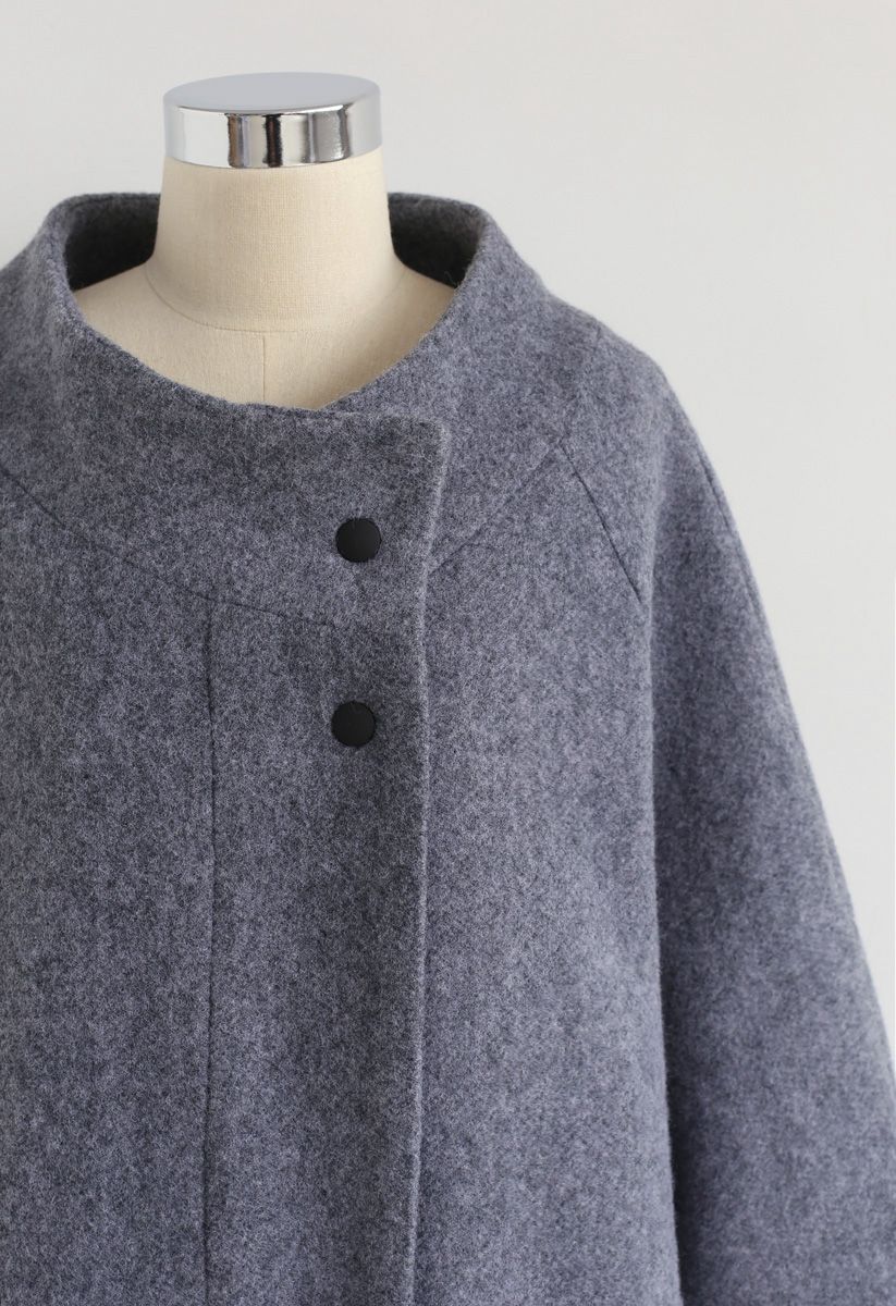 I Want It All Wool-Blended Longline Coat in Grey - Retro, Indie and ...